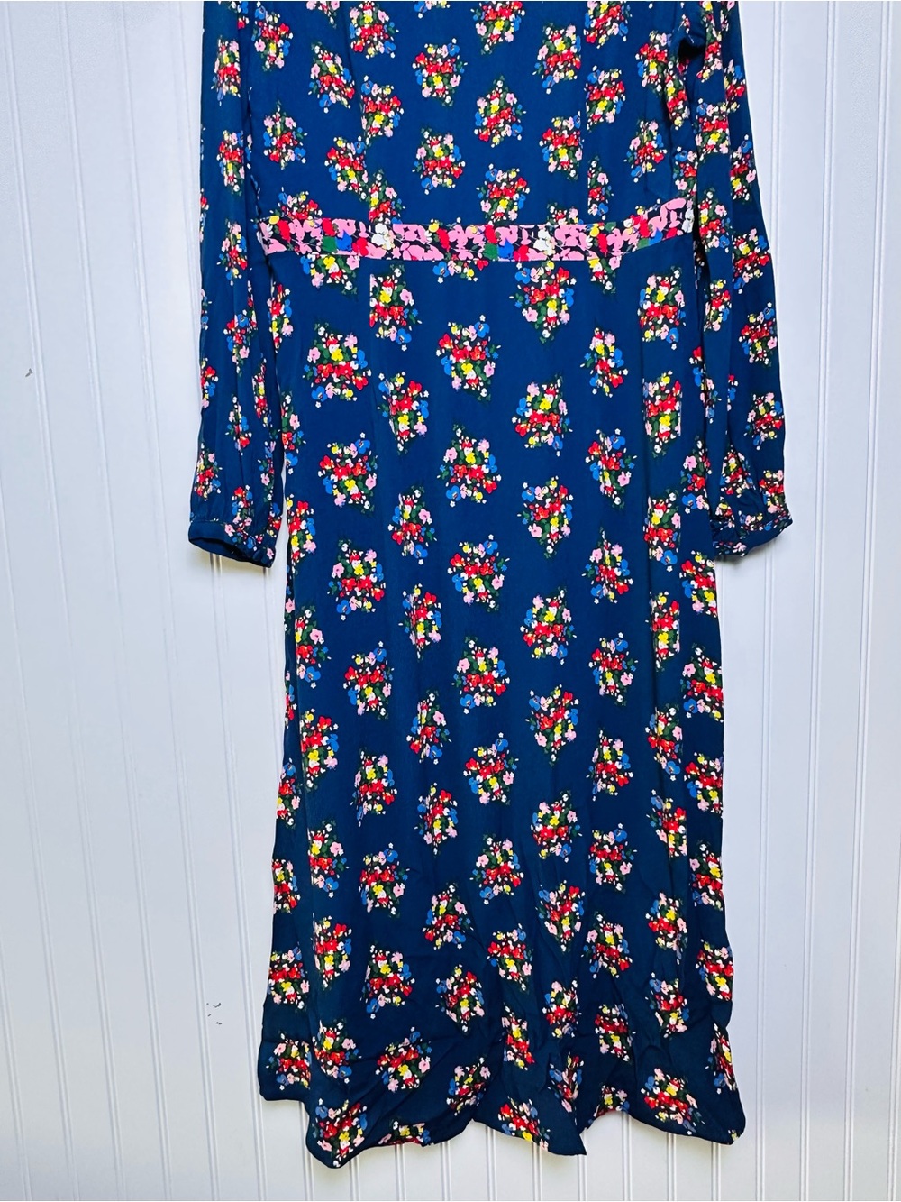 Boden Imelda Border Print Midi Dress French Navy, Poppy Bouquet R12 Floral - Picture 12 of 15